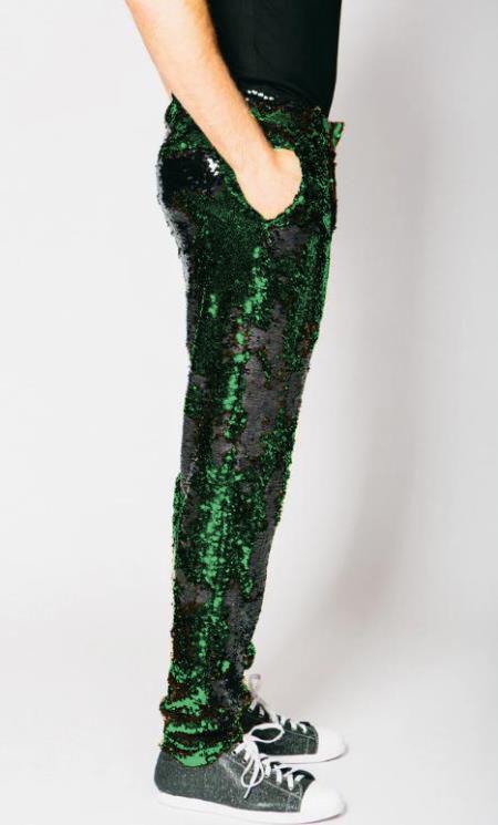 Mens Sequin Pants - Hunter Dress Party Pants - Dress Size Pants : 28