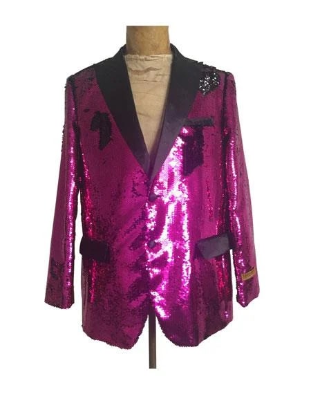 Sequin Tuxedo - Mens Blazer - Hot Pink Dinner Jacket - Shiny Tuxedo Jacket