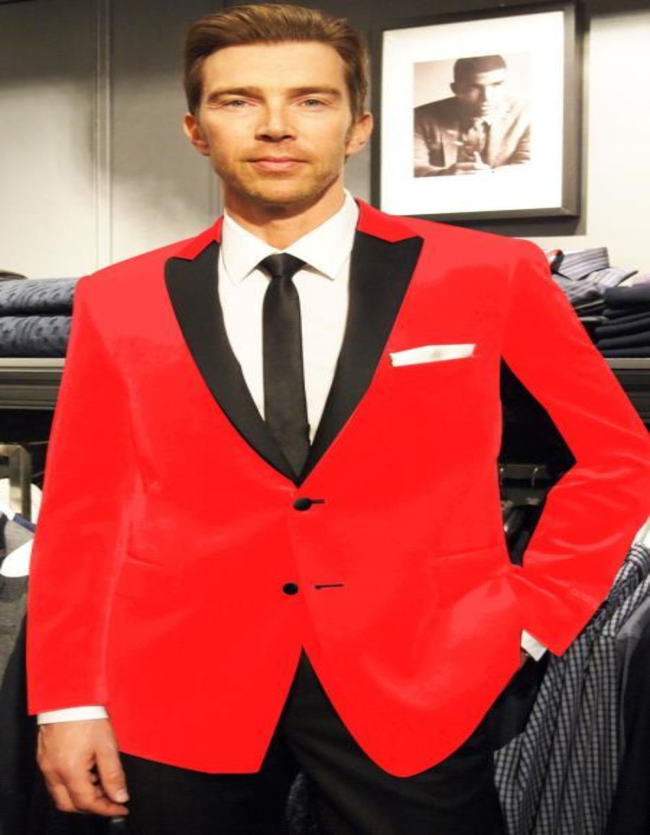 Black and Red Dress Men's suit Comes with Black Pants Black Lapel Jacket and Velvet Pants