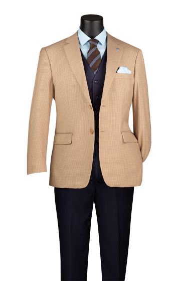 Houndstooth Sport Coat in Tan and Beige Mens Blazer - Patterned Texture - 1920s Vintage Jacket - S
