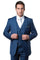 Indigo Blue Slim Fit Men's Wedding Suit with Two Button Vest