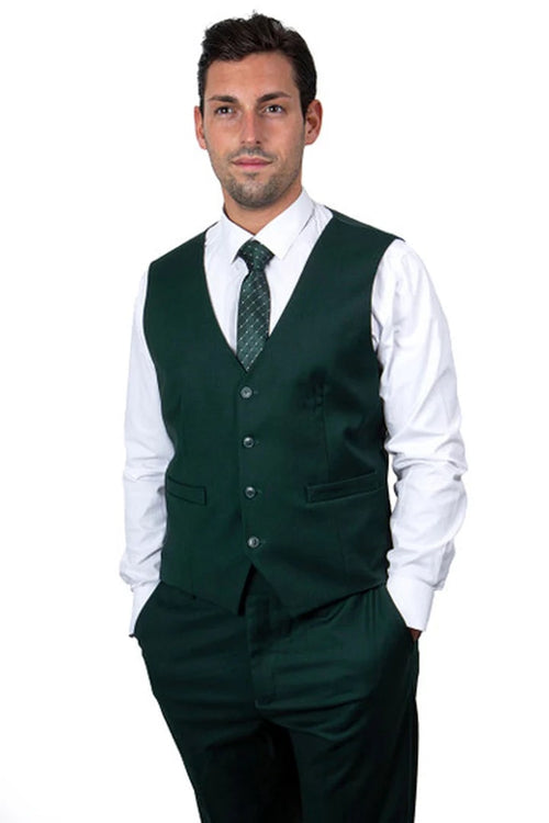 Cheap priced Suit - Men's Two Button Vested Stacy Adams Basic Hunter Green Suit