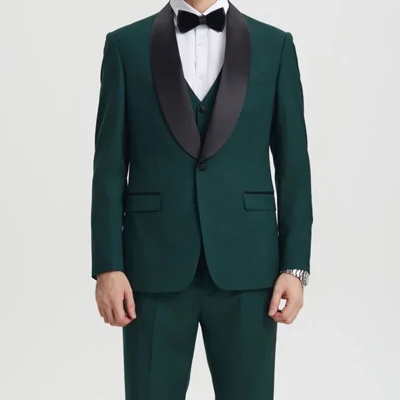 Stacy Adams 3pc Tuxedo Shawl Lapel, Hunter Green