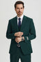 Cheap priced Suit- Men's Two Button Vested Stacy Adams Basic Designer Sharkskin Hunter Green Suit