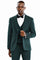 Cheap priced Suit - Men's One Button Vested Wide Peak Lapel Bold Gangster Pinstripe Hunter Green Suit