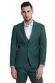 Cheap priced Suit - Men's One Button Double Breasted Vest Slim Fit Sharkskin Wedding Hunter Green Suit