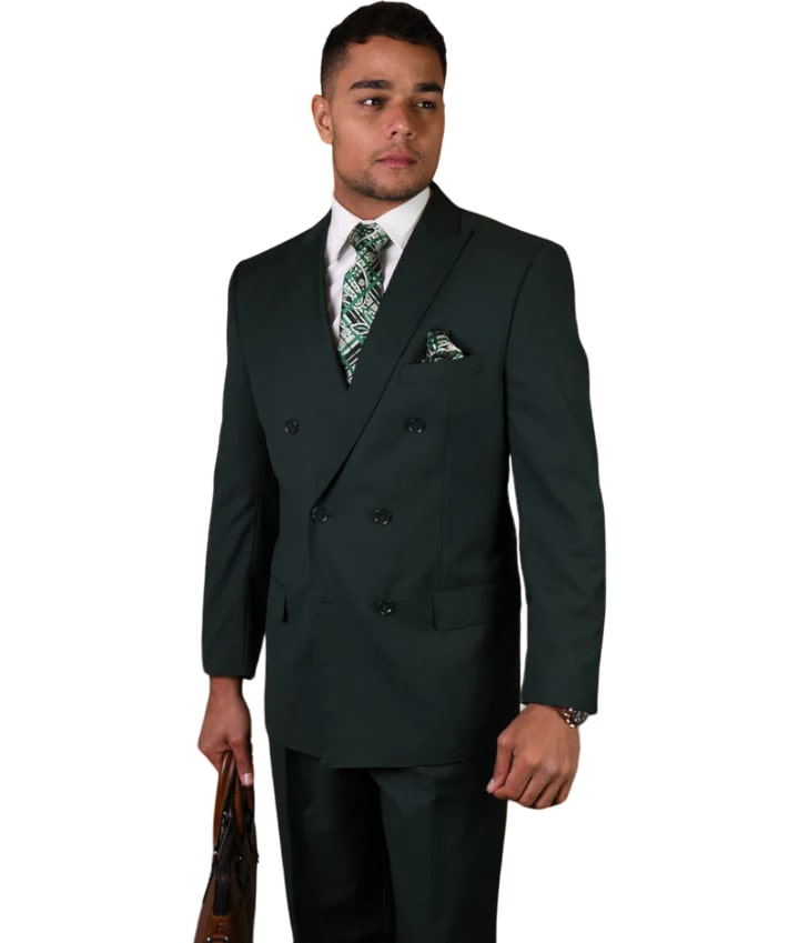 Hunter Green statement men's suit double breasted pleated pants classic fit