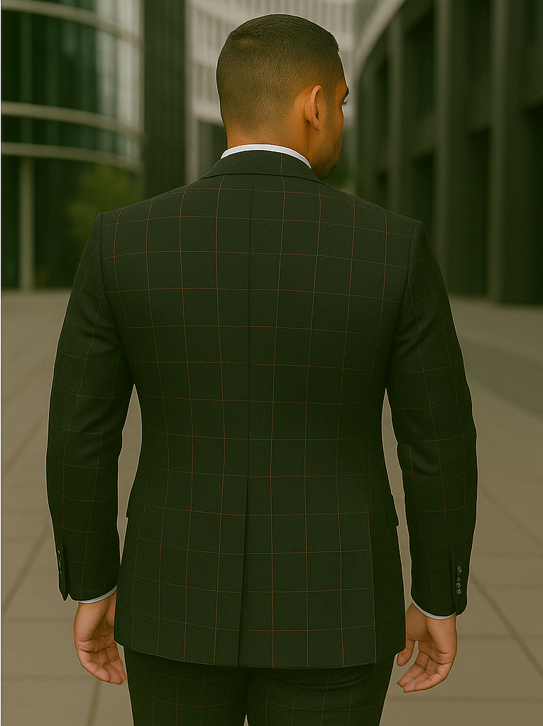 Wool Suit - Italian Made Business Suit by Statement Men's 3 Piece 100% Wool Modern Fit Suit - Bold Accent Color - 38R