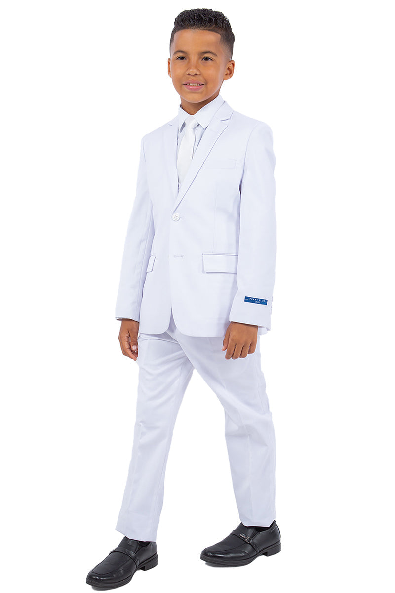 "Perry Ellis White Vested Wedding Suit for Boys"