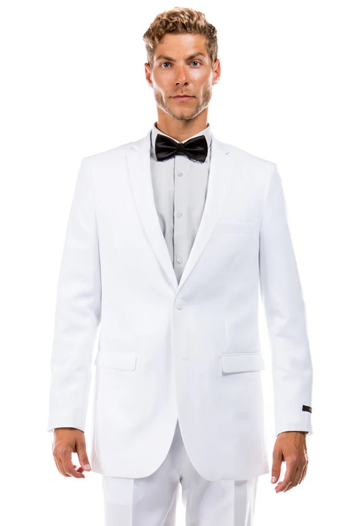 Cheap Priced Suit -  Men's Two Button Basic Hybrid Fit Business White Suit - 38 Short Jacket+32 Waist Adjustable 28to34)(Height: 5 4 to5 7 )(Neck  15-16.5)S-M)