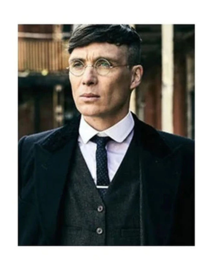 Mens Peaky Blinders Costume peaky blinder outfit - Include peaky blinder actor cap Thomas Shelby Black Vested Suit & Black Overcoat (Random Color Combo)