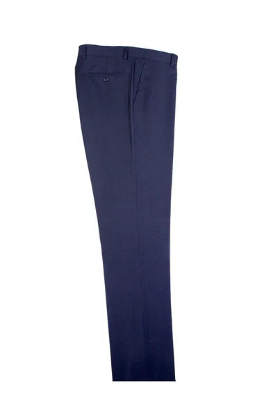 Blue Birdseye Flat Front Wool Dress Pant 2560 by Tiglio Luxe IDM7018/9 - 30