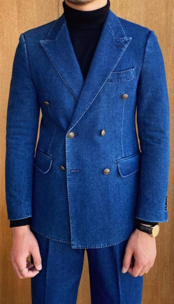 Mens Big and Tall Linen Suits - Blue  Summer Fabric Suit