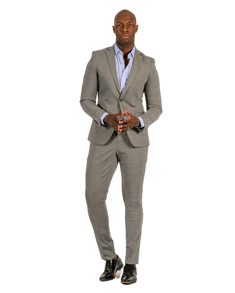 Stretch Fabric - Slim Fitted Suit - "Grey" Light Weight Suit - "Style #"