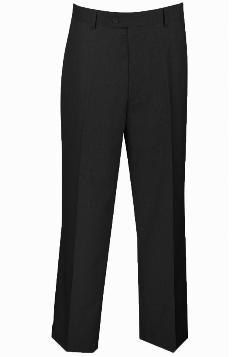 Mens Modern Fit Flat Front Dress Slacks in Black - 28W