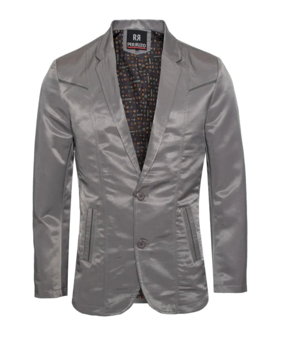 Men's Western Grey Blazer Slim Fit Steel Gray Sport Coat for Weddings, Business & Formal Events - 36 Short
