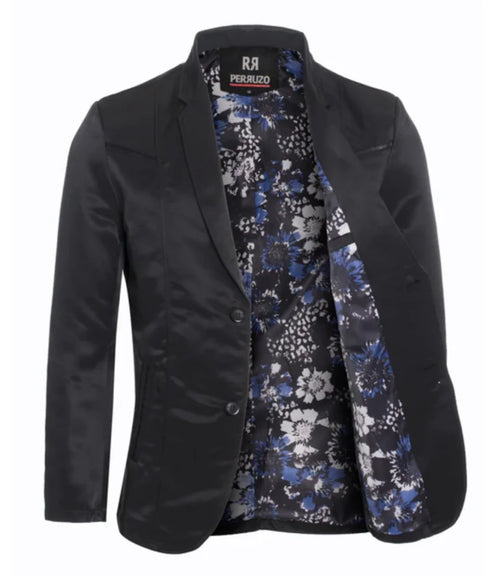 Men's Western Black Blazer Slim Fit Shiny Finish Sport Coat for Weddings, Prom & Formal Events