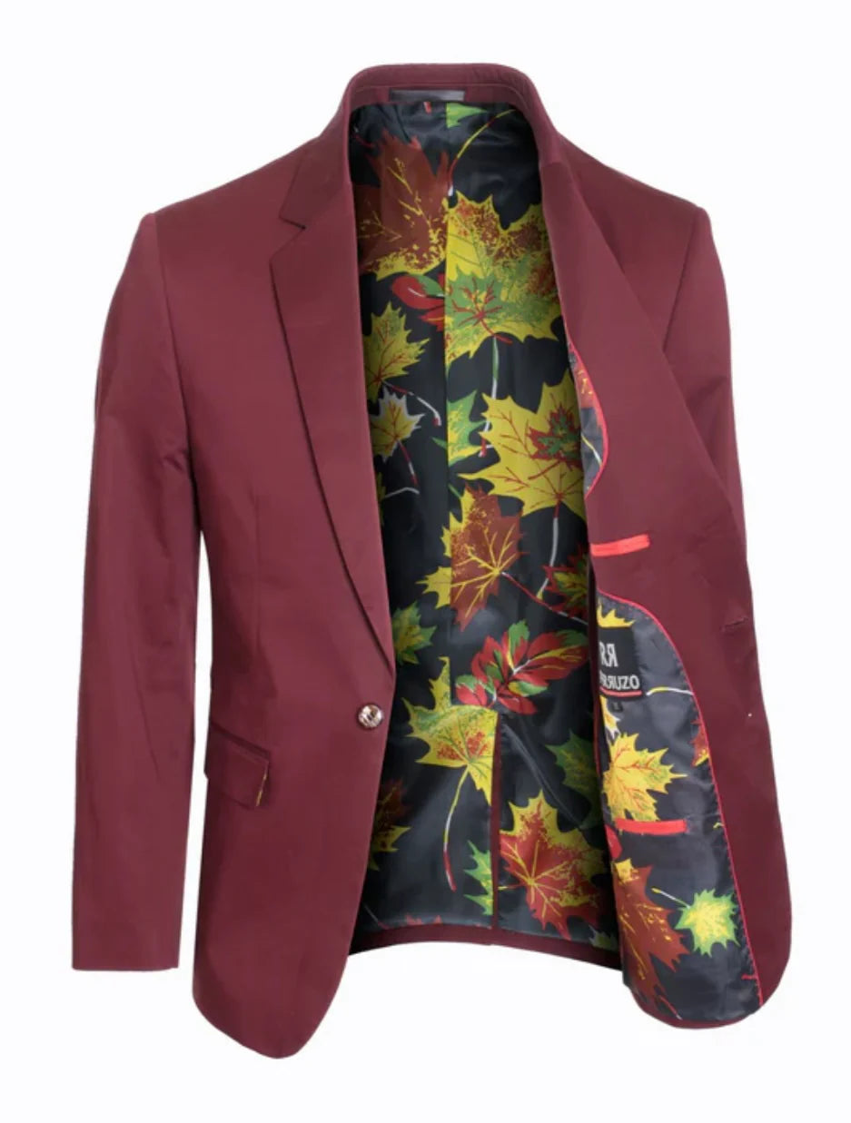 Men's Burgundy Blazer Slim Fit Sport Coat for Weddings, Proms & Special Occasions - 36 Short