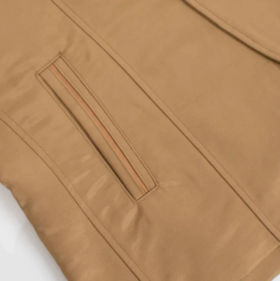 Men's Western Khaki Blazer Slim Fit Shiny Finish Beige Sport Coat for Weddings & Formal Events - 36 Short