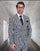 Men’s Black & White Houndstooth Double Breasted Wool Suit – 2 Piece Modern Fit Peak Lapel Suit