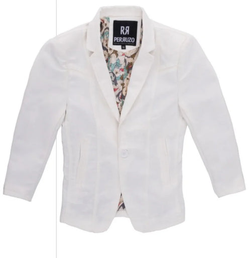 Boy's White Western Blazer Slim Fit Sport Coat for Weddings, Communion & Special Occasions