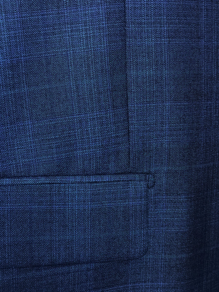 Pompey Collection - Men's Glen Plaid Dress Suit 2 Piece Regular Fit in Blue