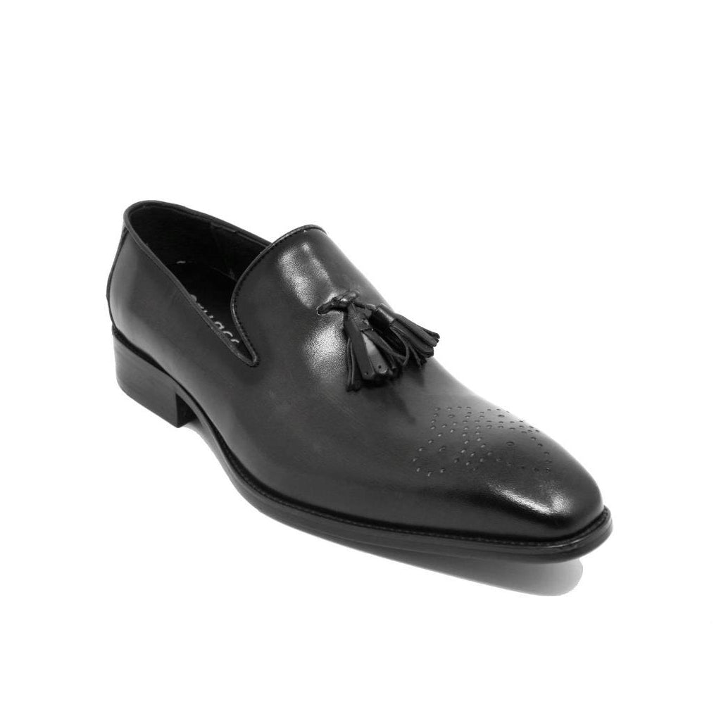 Mens Carrucci Wholecut Leather tassel Loafer Dress Shoe in Cognac - 7.5
