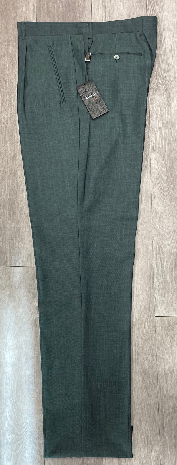 Tiglio Luxe 2521 Comfort Fit Single Pleated Pants 18+ Inch Leg TIG4719 Green (SIZE 50 ONLY) - 50