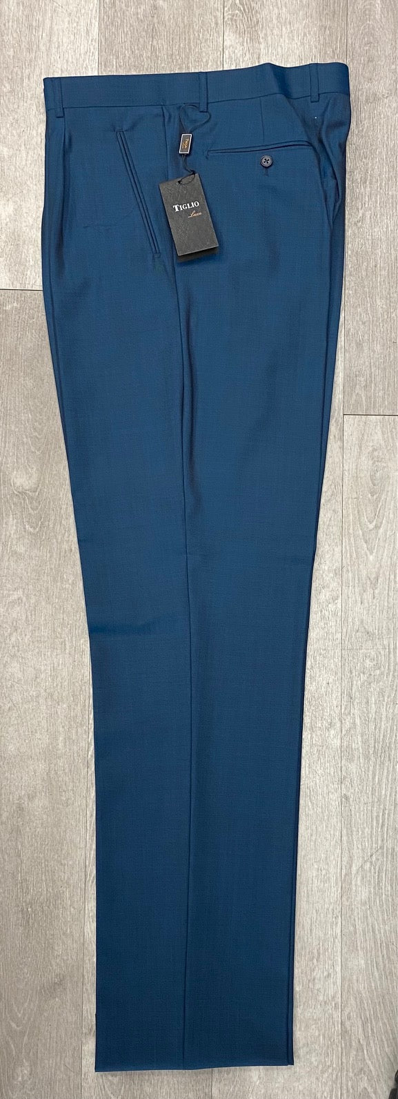 Tiglio Luxe 2521 Comfort Fit Single Pleated Pants 18+ Inch Leg TS5128/A Teal Blue (SIZE 42 & 48 ONLY) - 42
