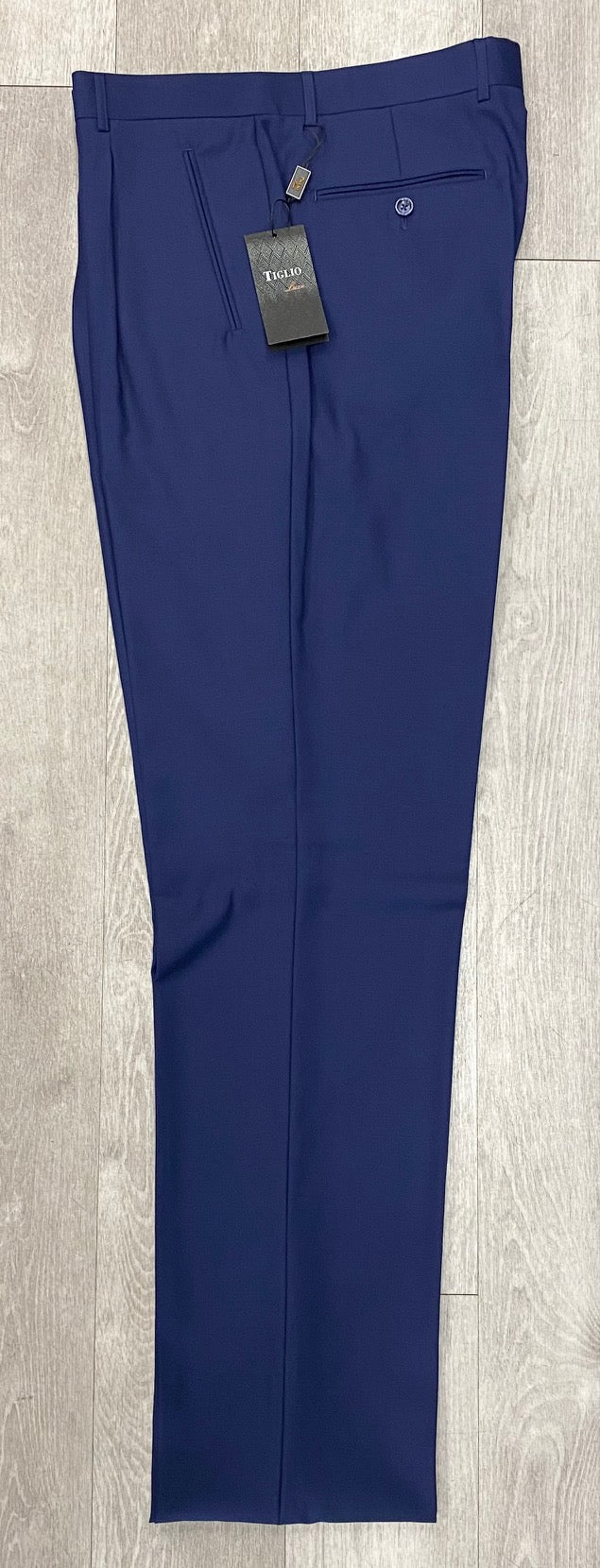 Tiglio Luxe 2521 Comfort Fit Single Pleated Pants 18+ Inch Leg TIG5966 Blue (SIZE 50 ONLY) - 50
