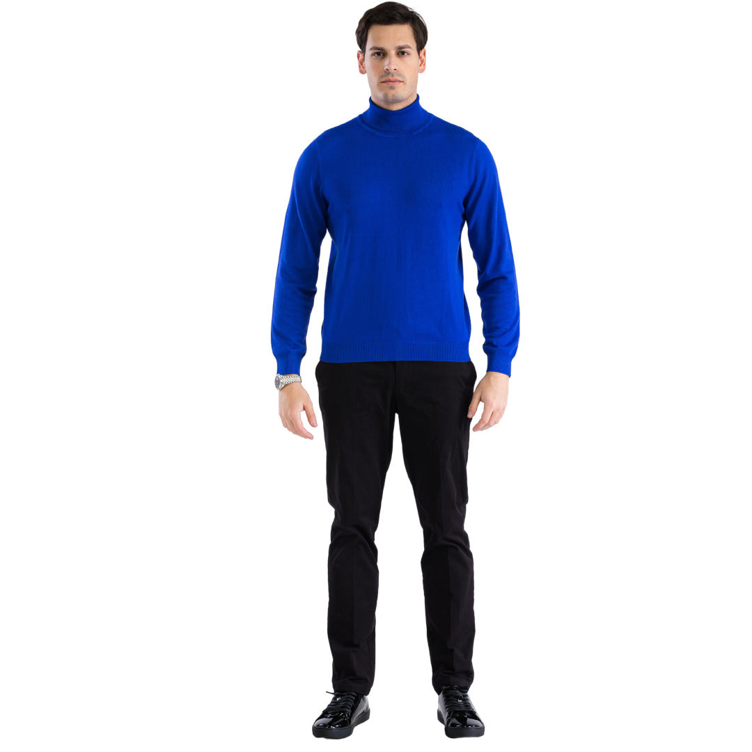 MENS INDIGO PULLOVER TURTLENECK SWEATER - SMALL