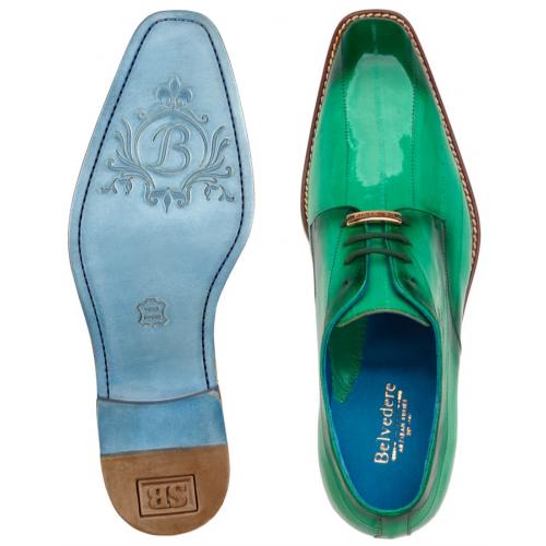 Belvedere Italo Antique Mint Green Genuine Eel Shoes - 6