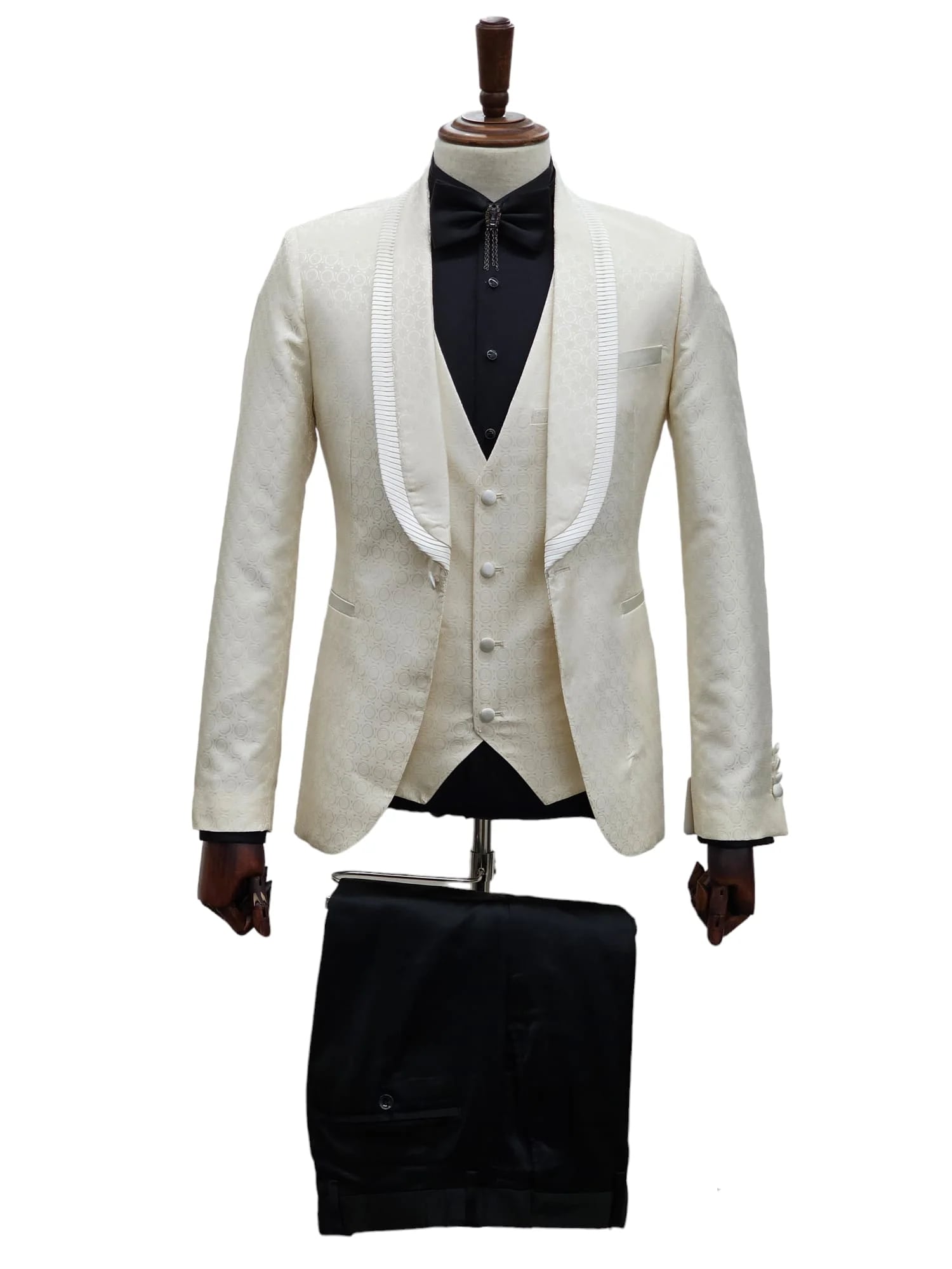 Ivory Tuxedo - Cream Wedding Suit  - Off White Groom Shawl Lapel Suit