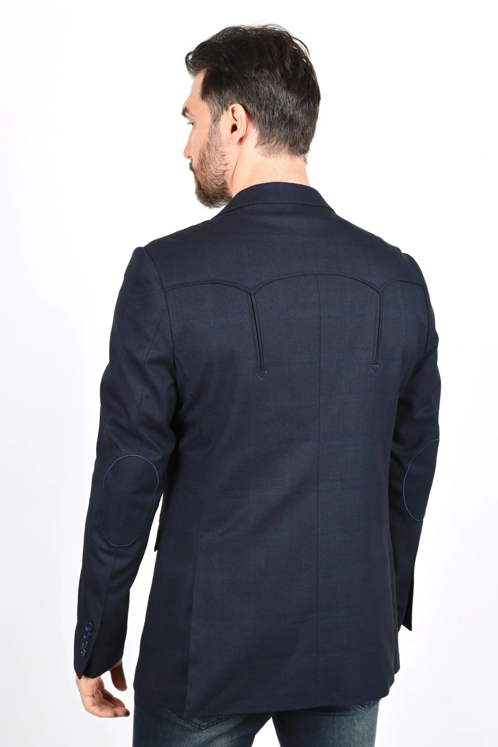 Mens Navy Platini Western Blazer – Stylish Frontier Sport Coat - 36 Short