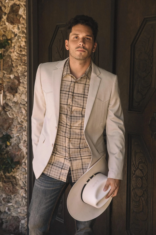 Platini Beige Western Sport Coat for Men – Light Tone Frontier Jacket