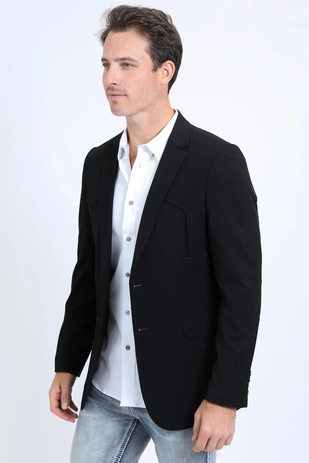 Black Western Sport Coat for Men by Platini – Bold Casual Blazer - 36 Short