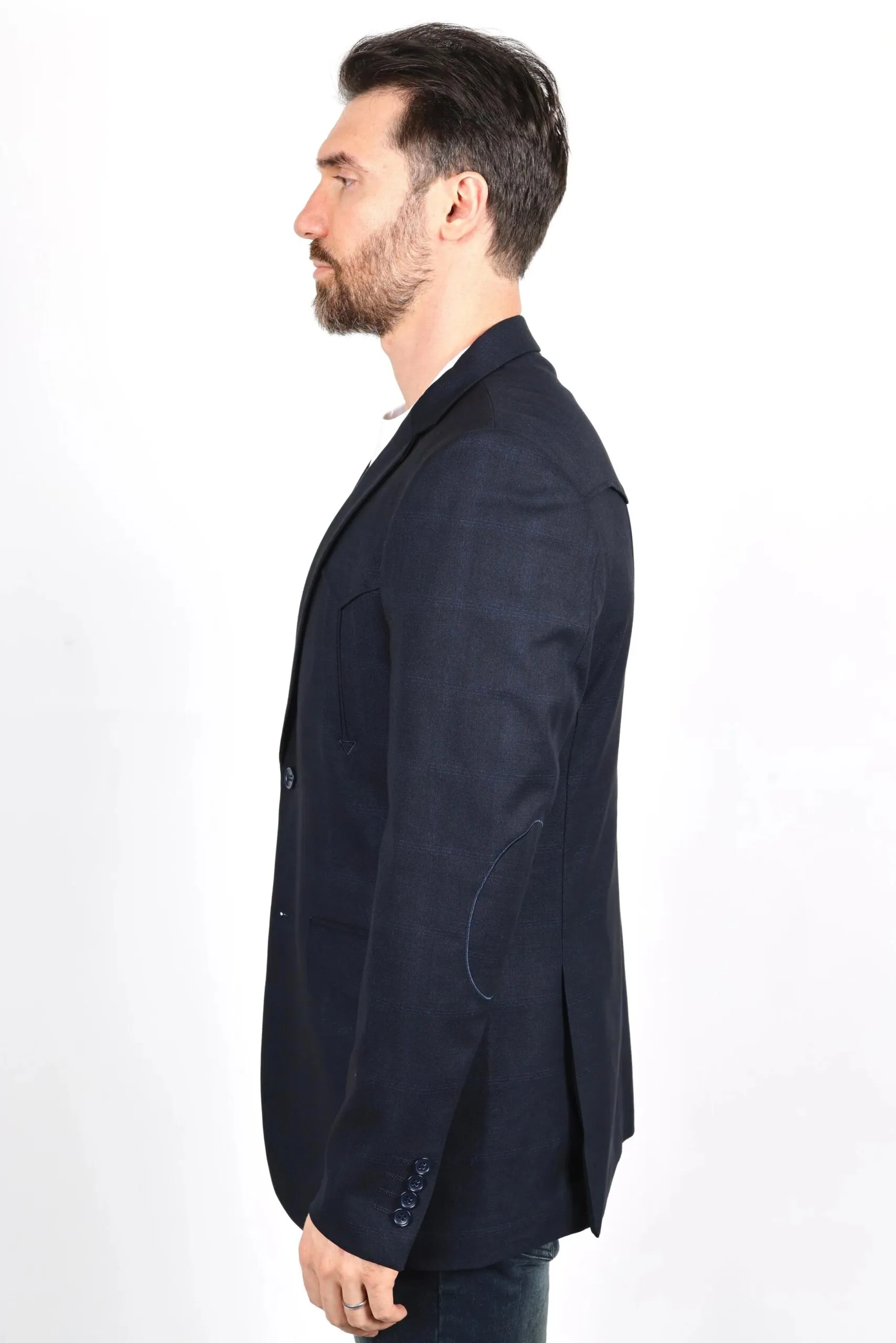 Mens Navy Platini Western Blazer – Stylish Frontier Sport Coat - 36 Short