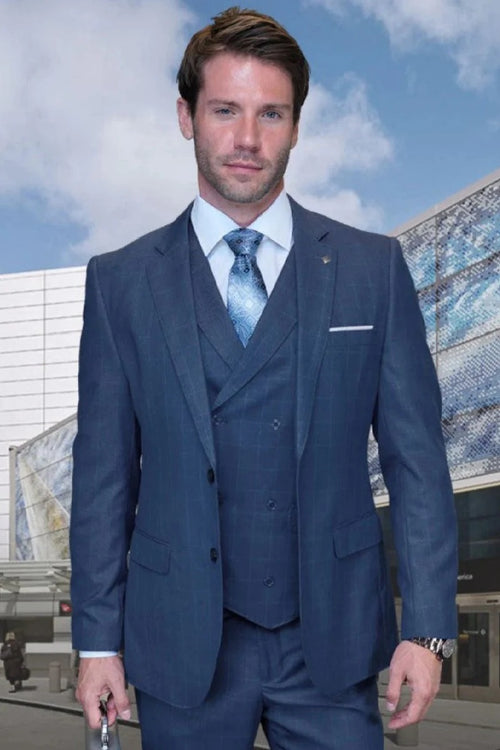 Big and Tall Suit - Indigo Big and Tall Modern Fit 3 PC Suit
