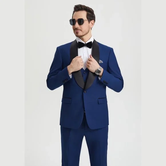 Stacy Adams 3pc Tuxedo Shawl Lapel, Blue Indigo