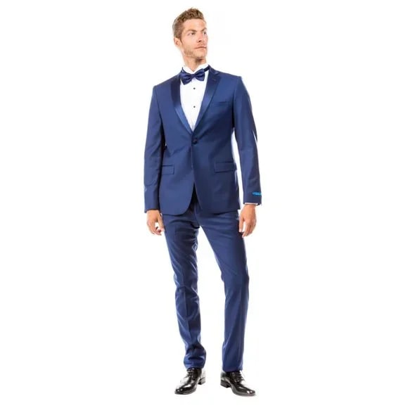 Mens Indigo Tuxedo 2Pc Hybrid Fit By Sean Alexander - 38 Short Jacket+32 Waist Adjustable 28to34)(Height: 5 4 to5 7 )(Neck  15-16.5)S-M)