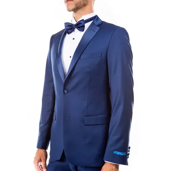 Mens Indigo Tuxedo 2Pc Hybrid Fit By Sean Alexander - 38 Short Jacket+32 Waist Adjustable 28to34)(Height: 5 4 to5 7 )(Neck  15-16.5)S-M)
