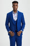 Cheap Priced Suit - Men's Vested One Button Peak Lapel Stacy Adams Designer Indigo Blue Suit