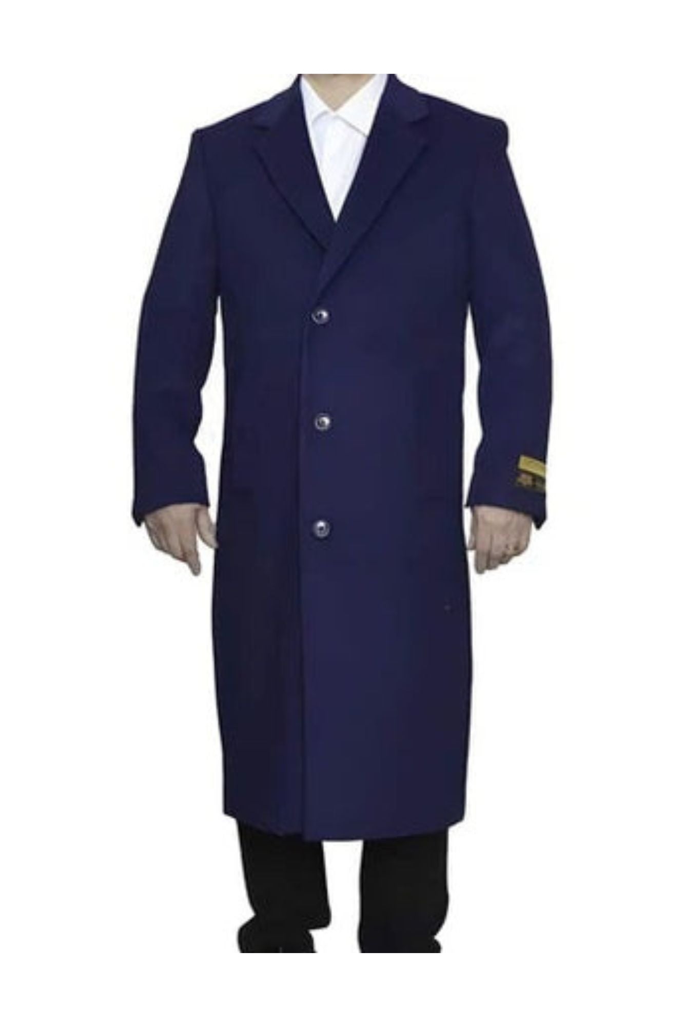 3 Button Full Length Wool Dress Ankle length Top Coat/Overcoat In Indigo Blue - Coat Size 38