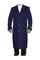 3 Button Full Length Wool Dress Ankle length Top Coat/Overcoat In Indigo Blue