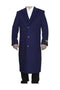 3 Button Full Length Wool Dress Ankle length Top Coat/Overcoat In Indigo Blue
