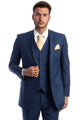 Cheap priced Suit- Men's Vested Two Button Solid Color Wedding & Business Indigo Blue Suit