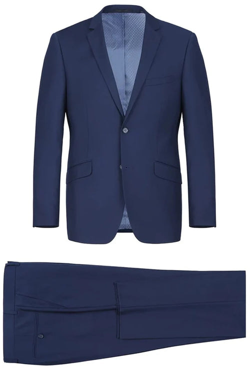 Cheap Priced Suit- Mens Basic Two Button Slim Fit  Indigo Navy Blue Suit