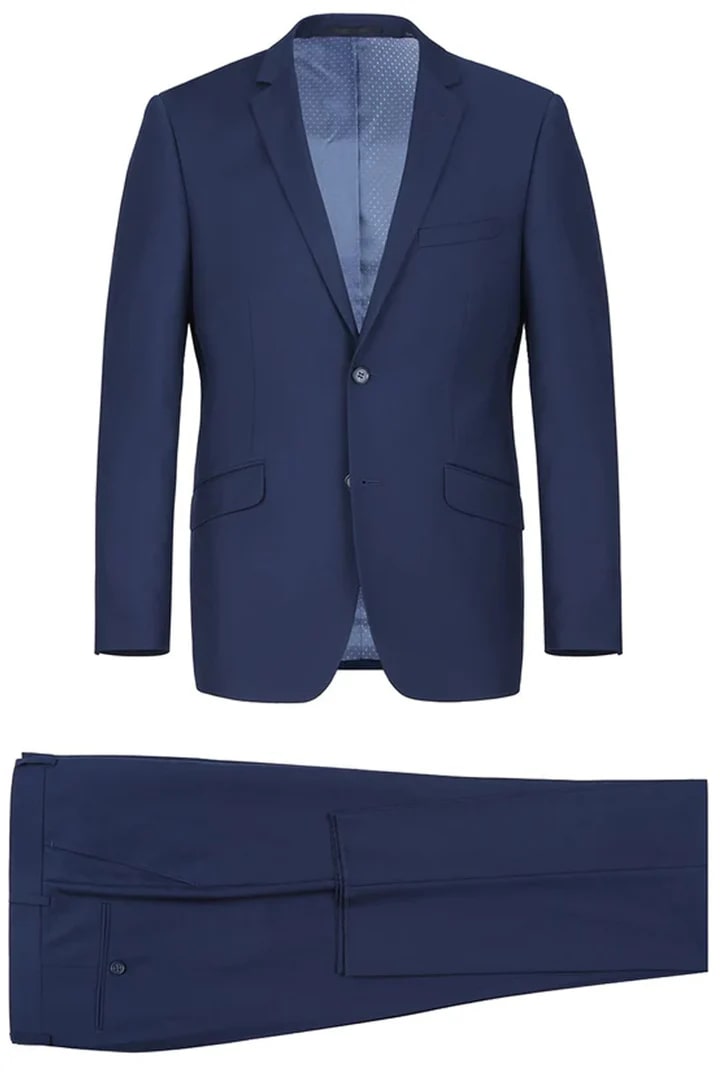 Cheap Priced Suit- Mens Basic Two Button Slim Fit  Indigo Navy Blue Suit - 38 Short Jacket+32 Waist Adjustable 28to34)(Height: 5 4 to5 7 )(Neck  15-16.5)S-M)