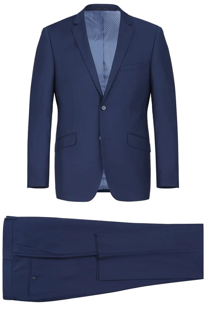 Cheap Priced Suit- Mens Basic Two Button Slim Fit  Indigo Navy Blue Suit