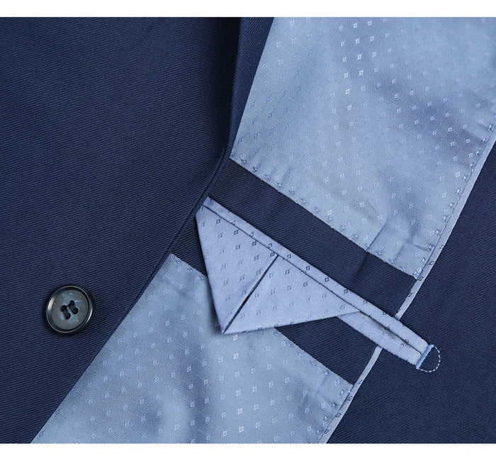 Cheap Priced Suit- Mens Basic Two Button Slim Fit  Indigo Navy Blue Suit